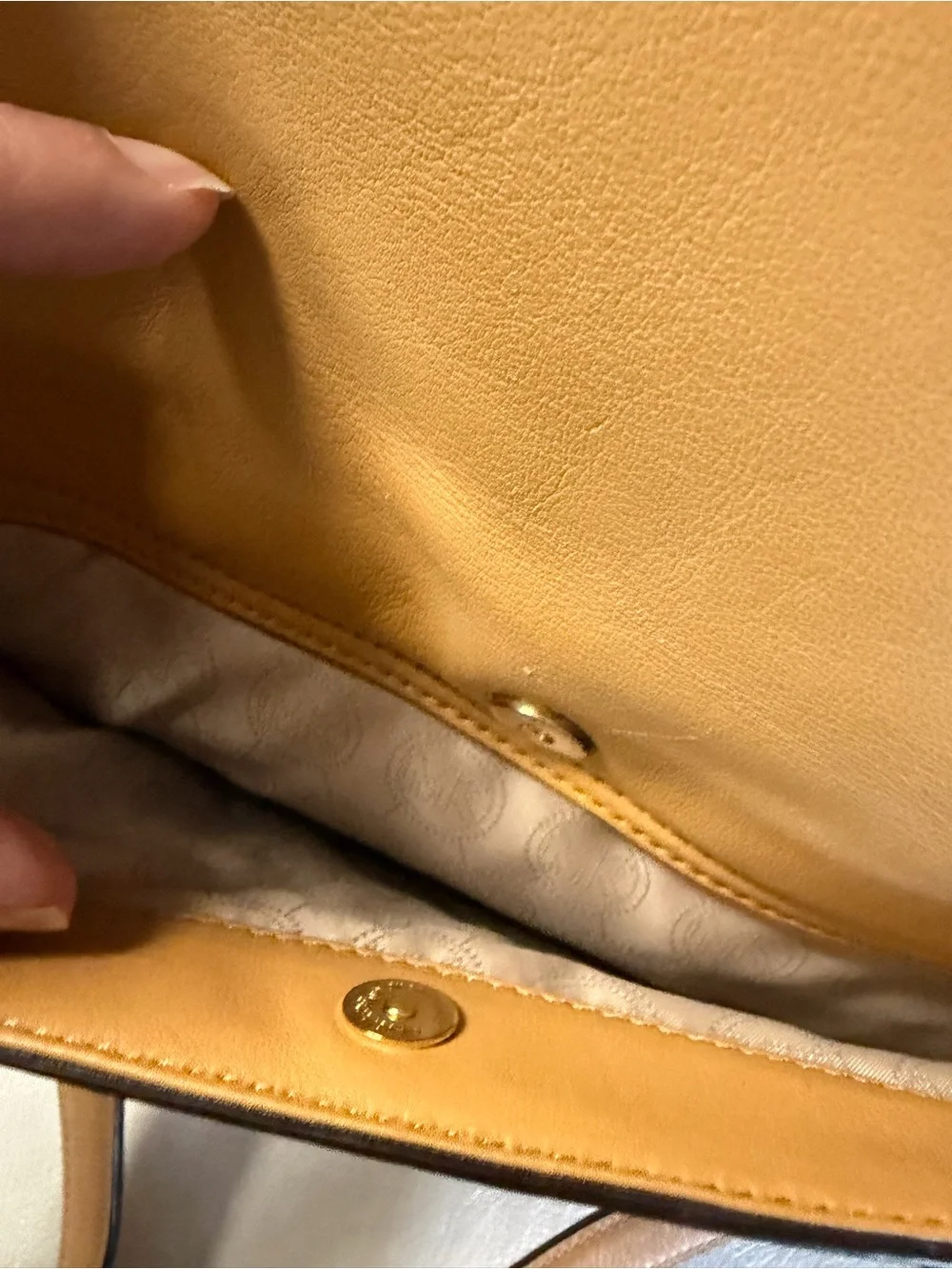 Michael Kors Camel Leather Satchel with Gold Hardware